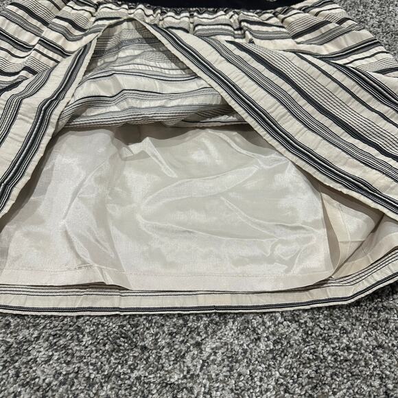 Ann Taylor LOFT Striped Black Cream Silk Cotton Blend Stretch Waist Skirt, 10 - Picture 8 of 8